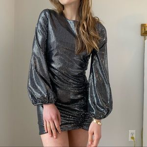 NWT SAYLOR Silver & Black Polina Disco Dress | XS New Years Eve